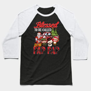 Blessed To Be Called Pap Pap Christmas Buffalo Plaid Truck Baseball T-Shirt